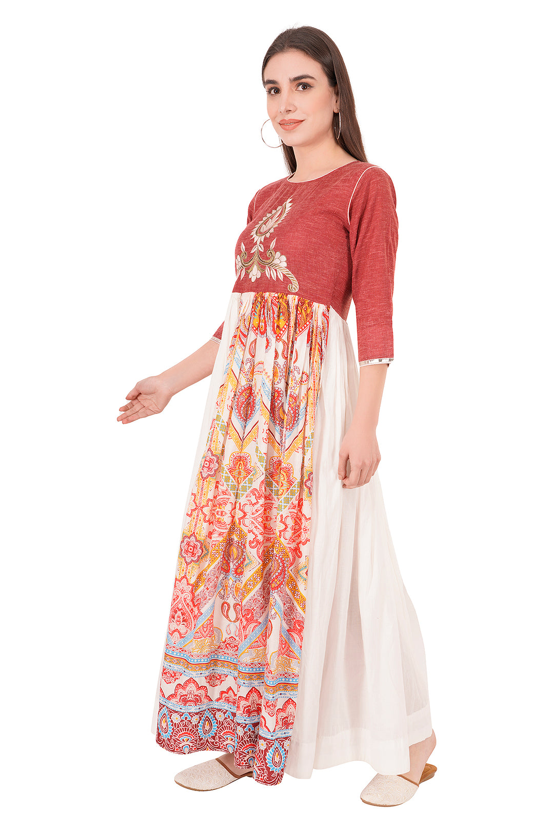 Stylish Long Maxi Dress Kashmiri Embroidery Design