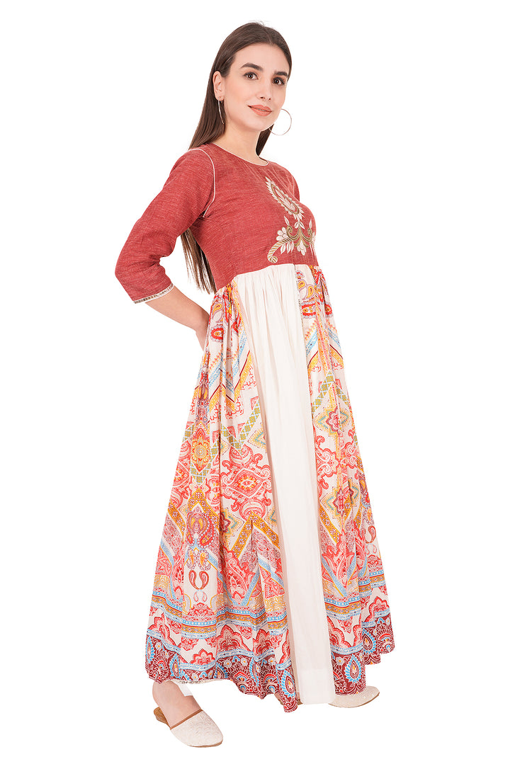 Stylish Long Maxi Dress Kashmiri Embroidery Design