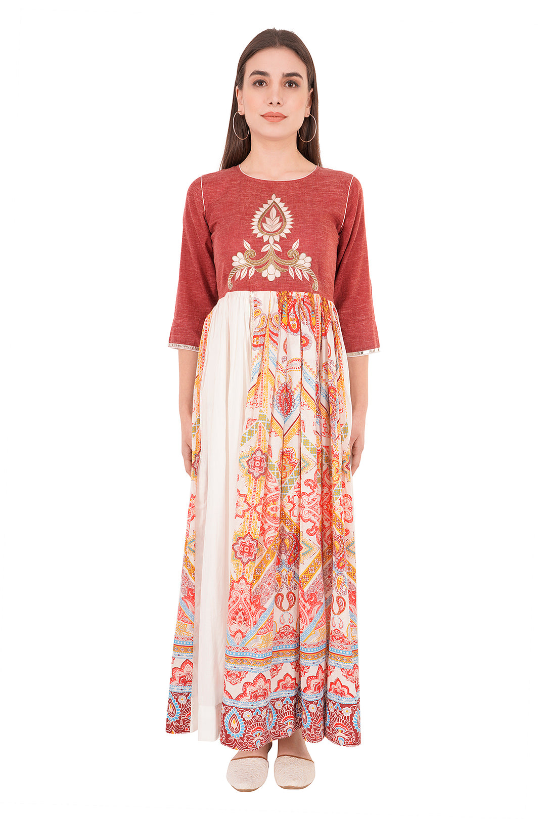 Stylish Long Maxi Dress Kashmiri Embroidery Design