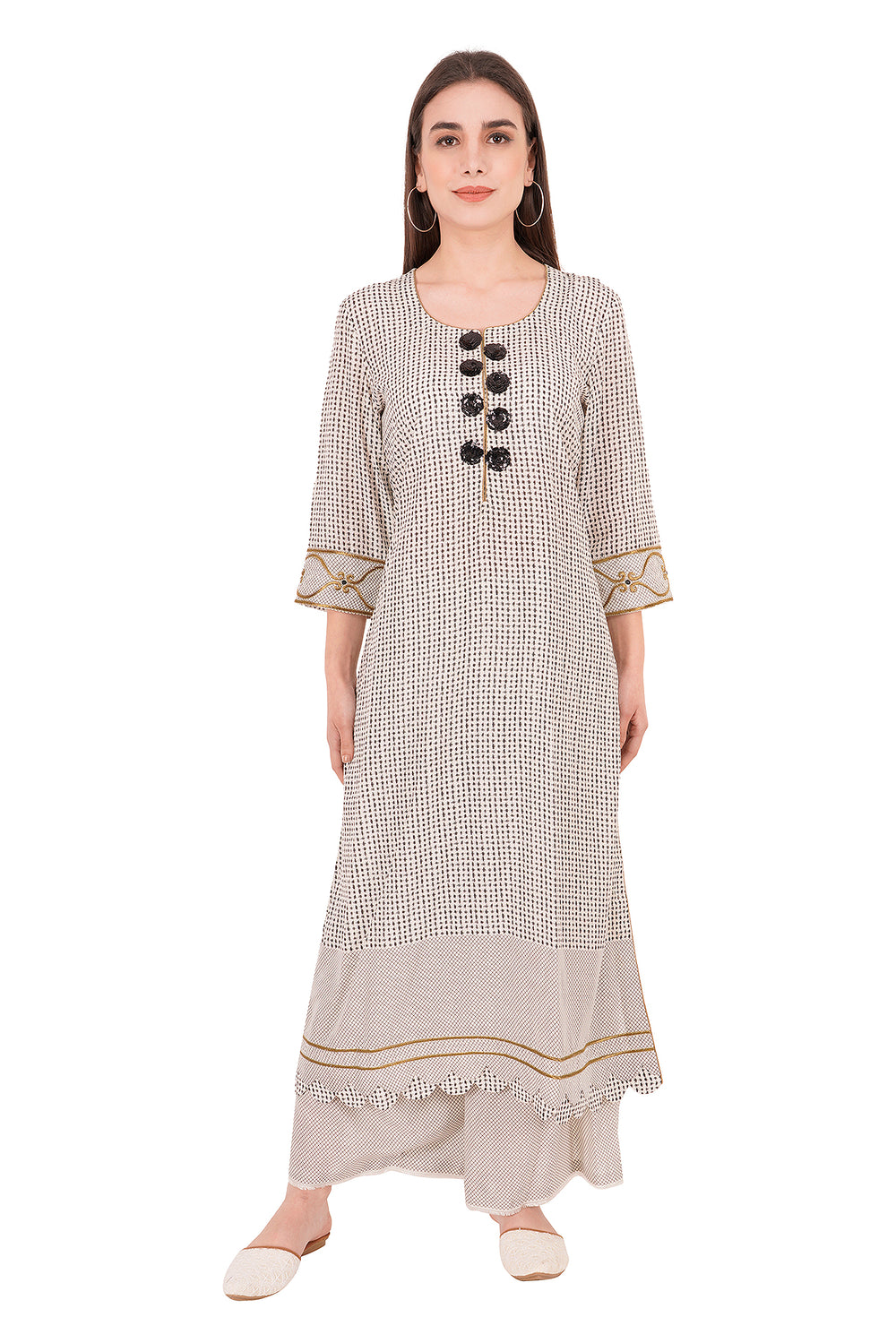 Modal Kurta Palazzo Set with scalping work Dupatta