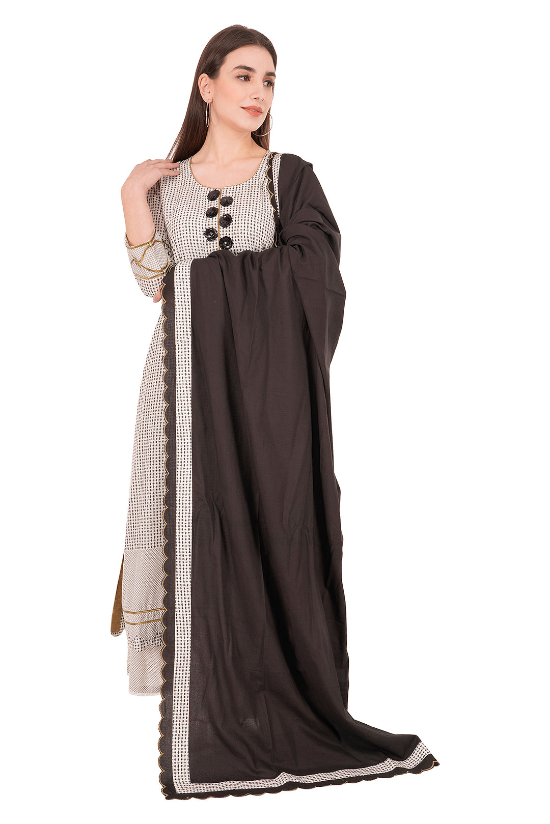 Modal Kurta Palazzo Set with scalping work Dupatta