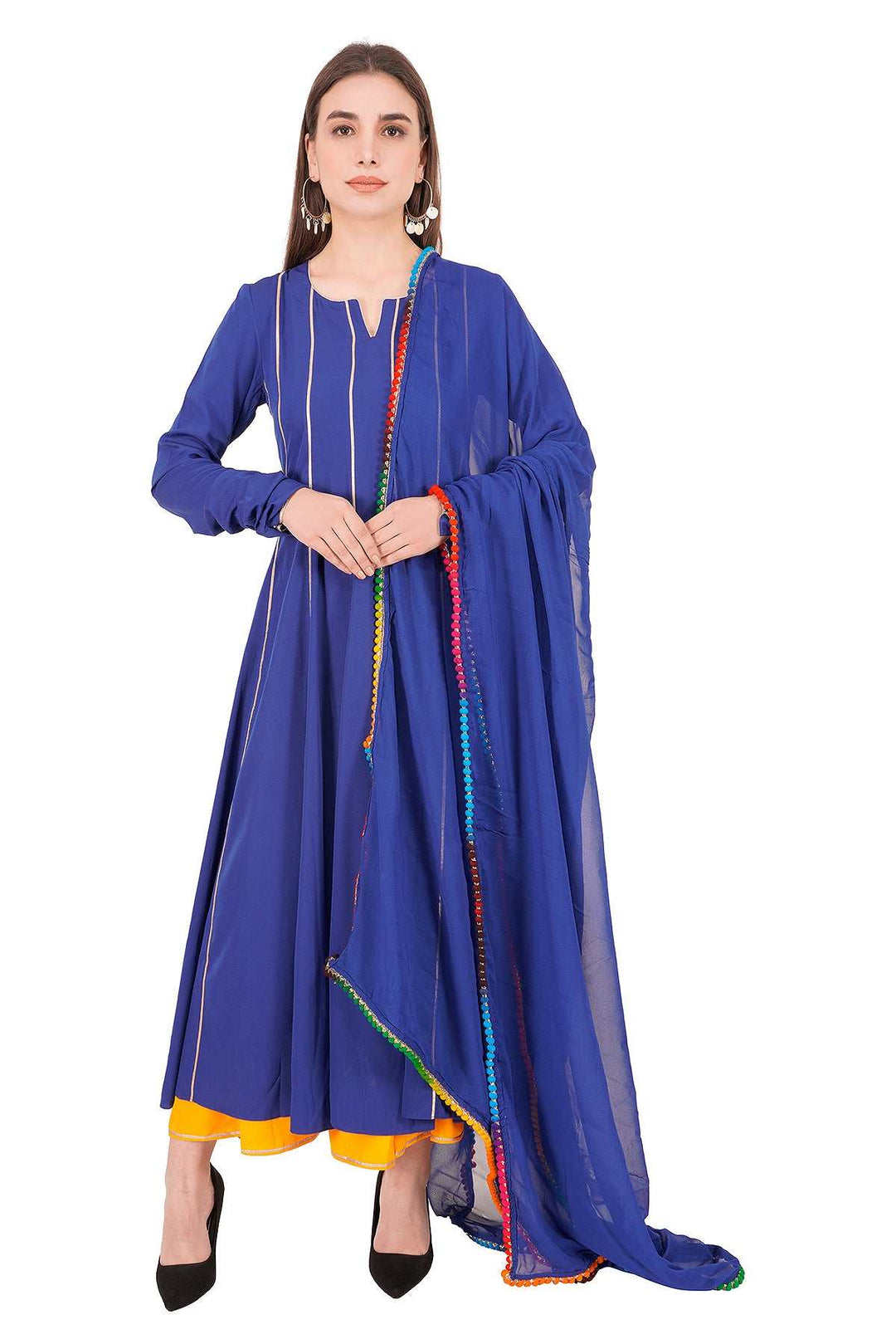 Designer High-Low Frock with Palazo and Dupatta