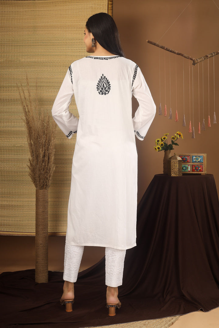 Meera Cotton Kurti with Black Thread Embroidery