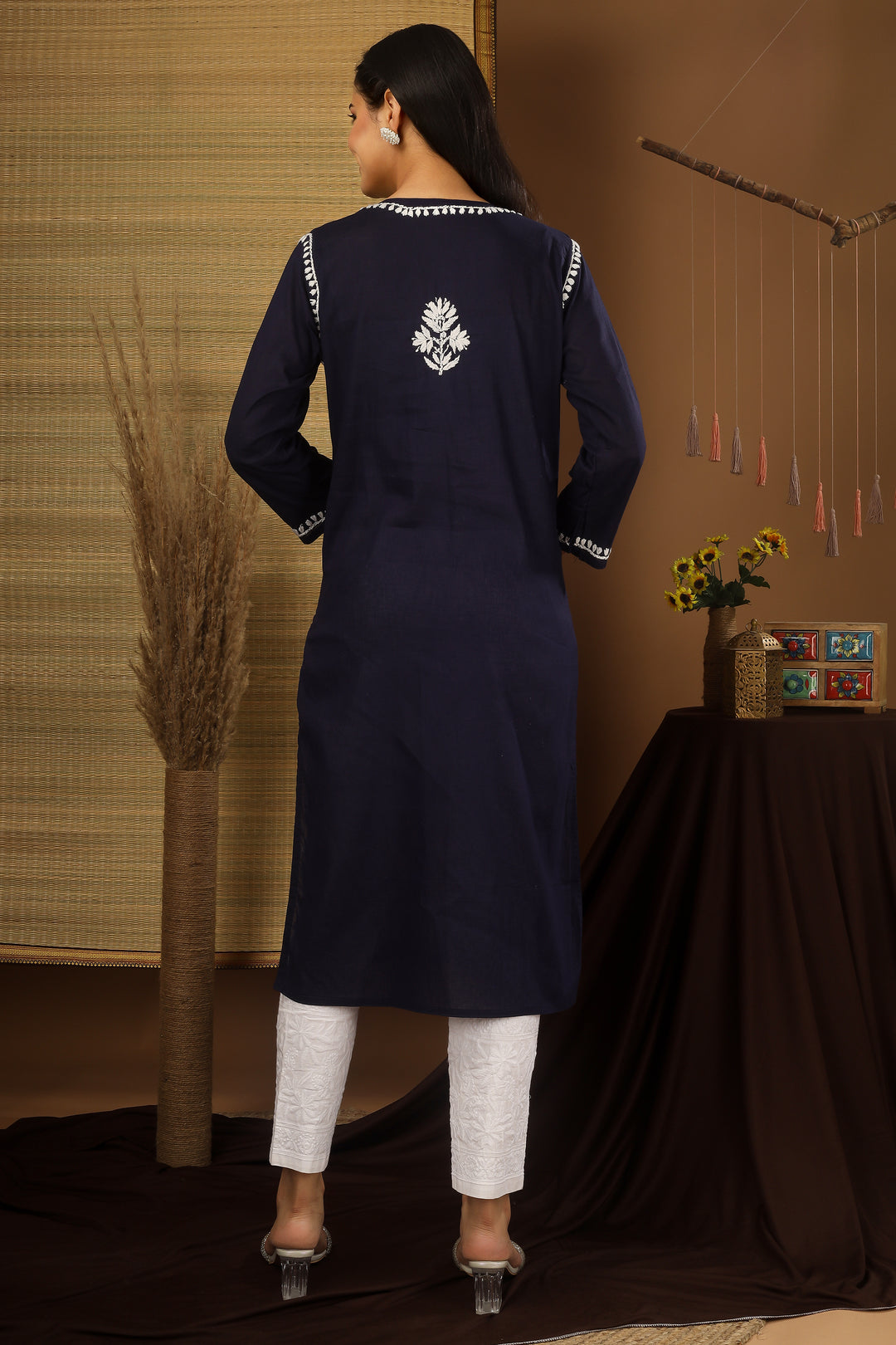 Fatima Navy Hand Embroidered Kurta & Kurti