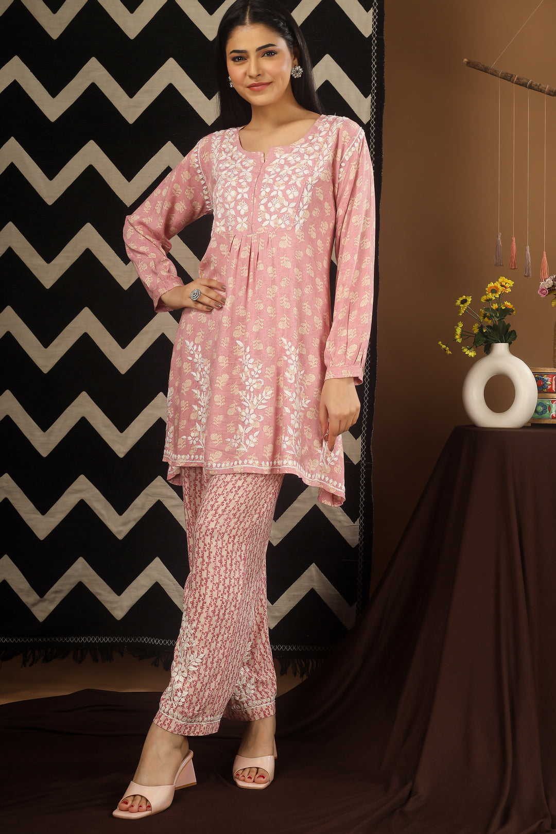 Habiba Stylish Modal Hand Embroidered Frock-Style Cord Set