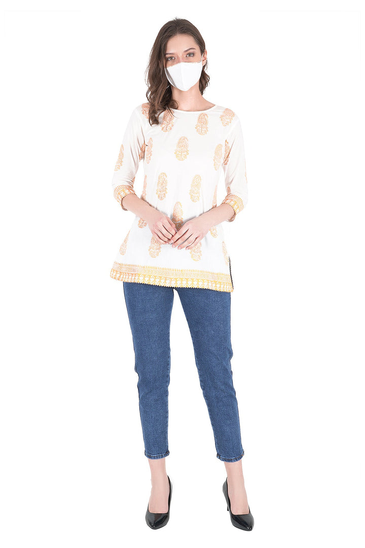 Kashmiri Embroidered Kurta - Ksona | Elegant Hand - Embroidered Cotton Kurta Set with Plazo and Dupatta, Perfect for Festive Occasions | Customized Kashmiri Embroidered Kurta Set