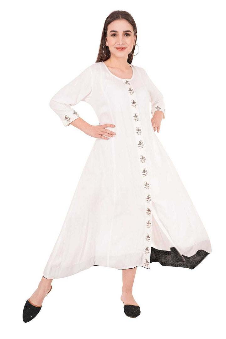 Kashmiri Embroidered Kurta - Ksona | Elegant Hand - Embroidered Cotton Kurta Set with Plazo and Dupatta, Perfect for Festive Occasions | Customized Kashmiri Embroidered Kurta Set