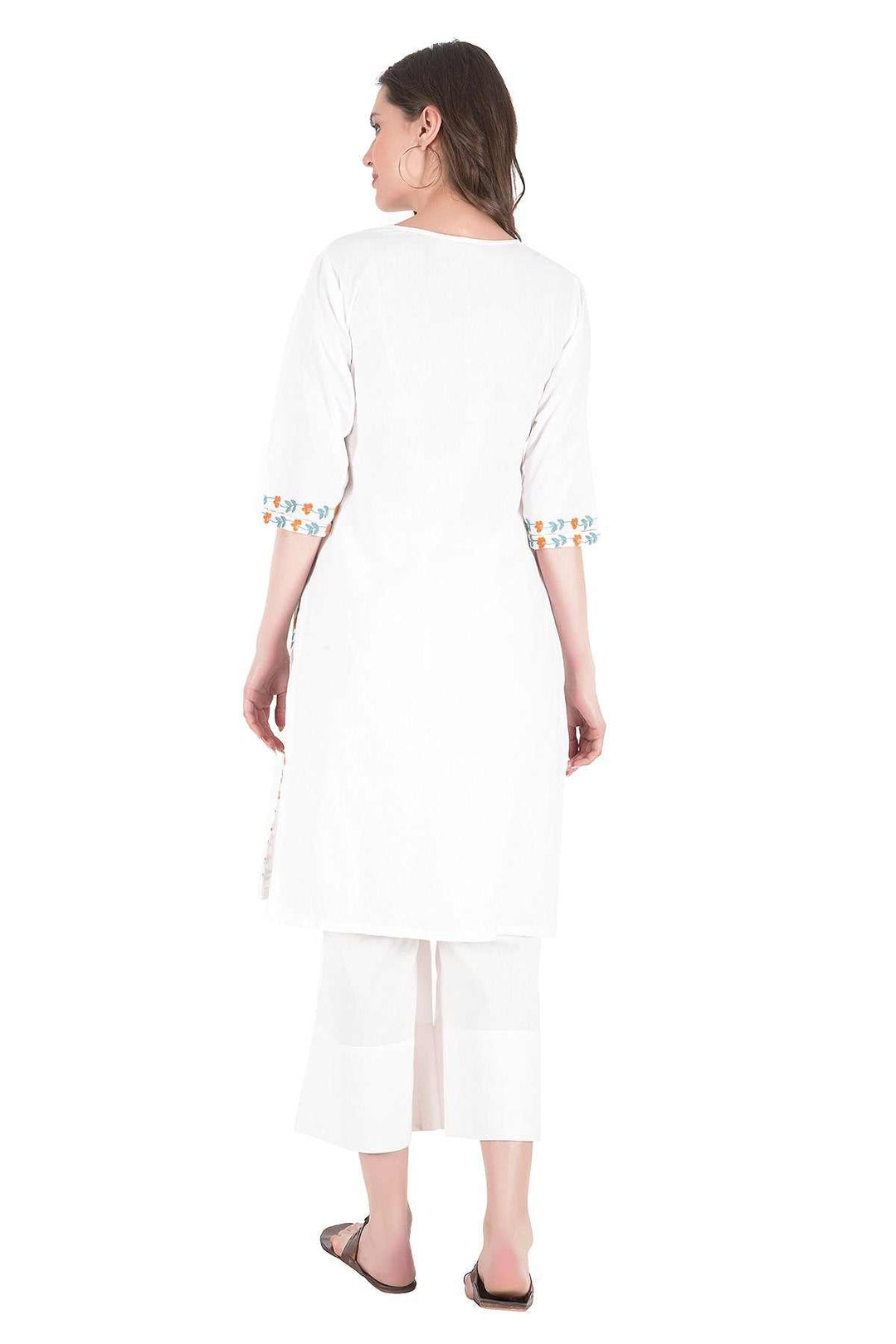 Kashmiri Embroidered Kurta - Ksona | Elegant Hand - Embroidered Cotton Kurta Set with Plazo and Dupatta, Perfect for Festive Occasions | Customized Kashmiri Embroidered Kurta Set