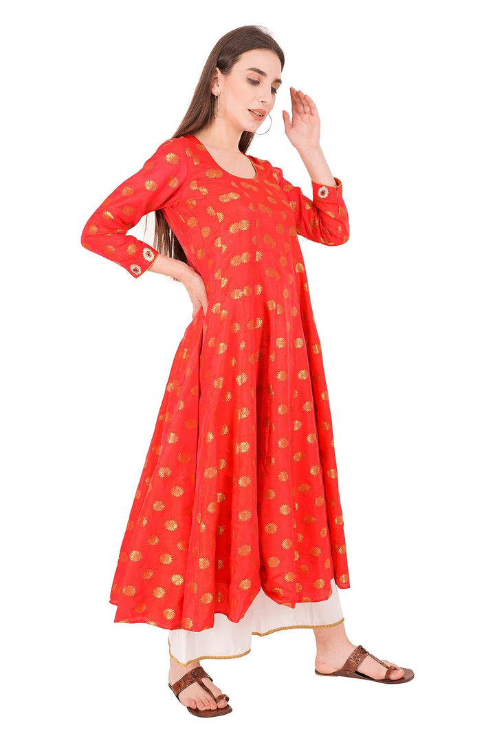 Kashmiri Embroidered Kurta - Ksona | Elegant Hand - Embroidered Cotton Kurta Set with Plazo and Dupatta, Perfect for Festive Occasions | Customized Kashmiri Embroidered Kurta Set