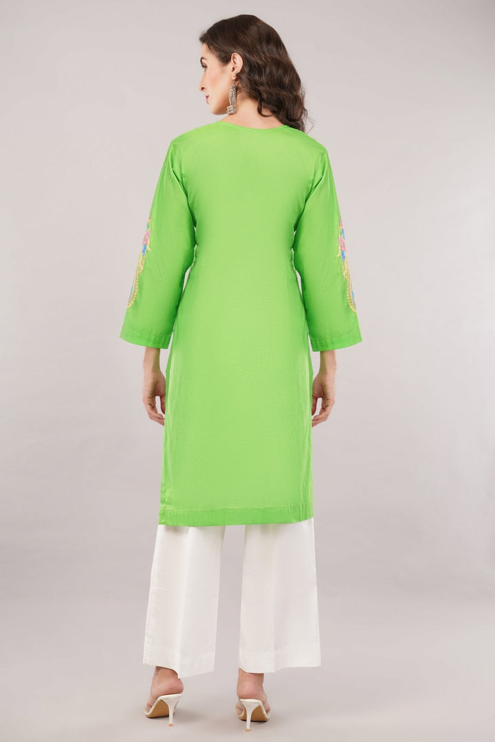Women’s Kurta | Silk Thread Embroidery | Bell Sleeves Kurti | Summer Wear