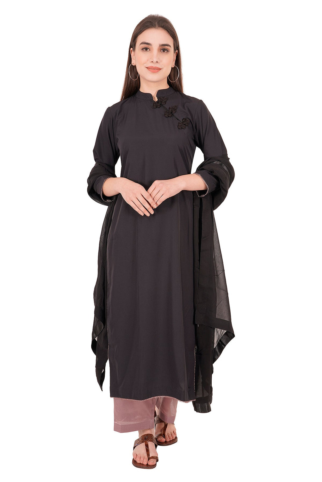 Kashmiri Embroidered Kurta - Ksona | Elegant Hand - Embroidered Cotton Kurta Set with Plazo and Dupatta, Perfect for Festive Occasions | Customized Kashmiri Embroidered Kurta Set