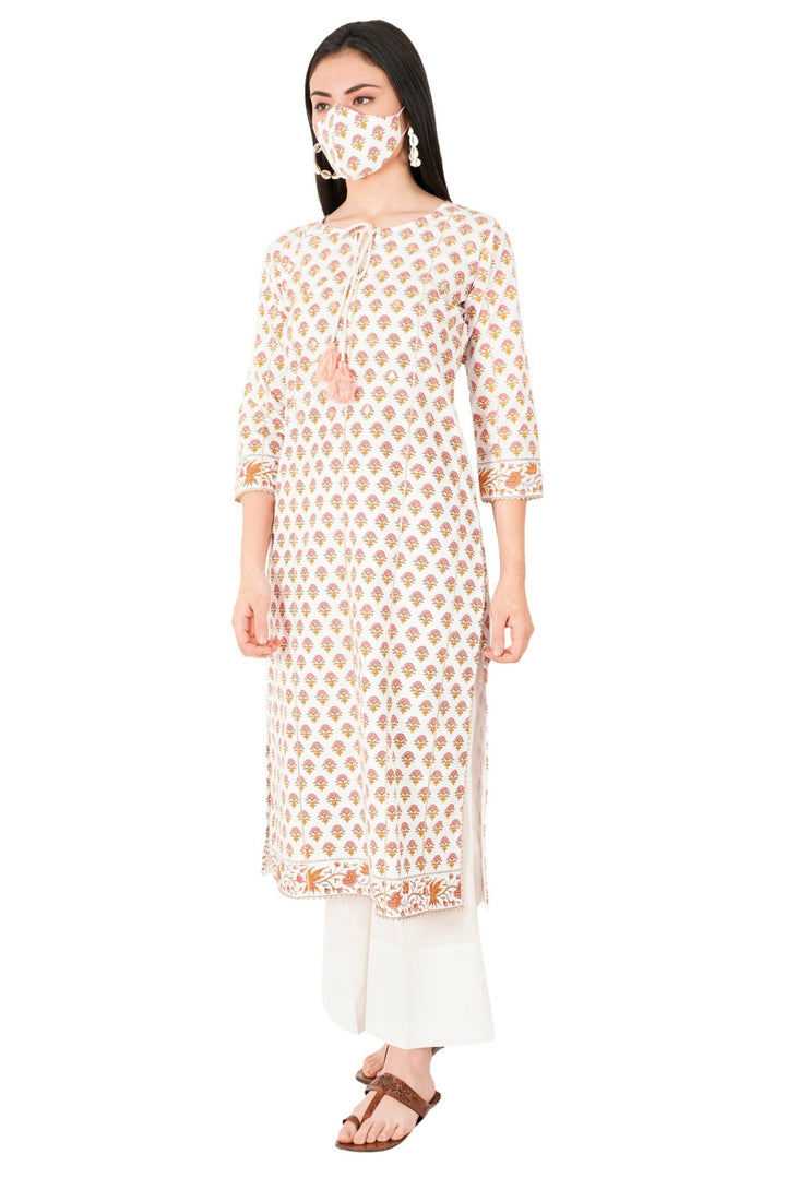 Kashmiri Embroidered Kurta - Ksona | Elegant Hand - Embroidered Cotton Kurta Set with Plazo and Dupatta, Perfect for Festive Occasions | Customized Kashmiri Embroidered Kurta Set