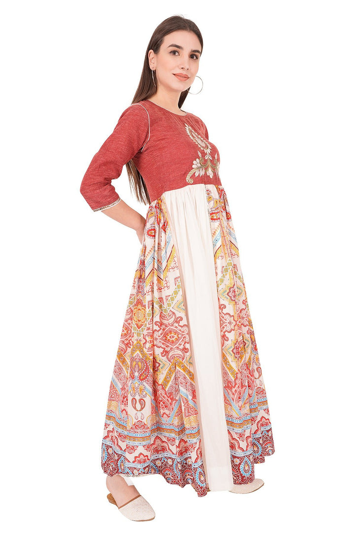 Kashmiri Embroidered Kurta - Ksona | Elegant Hand - Embroidered Cotton Kurta Set with Plazo and Dupatta, Perfect for Festive Occasions | Customized Kashmiri Embroidered Kurta Set