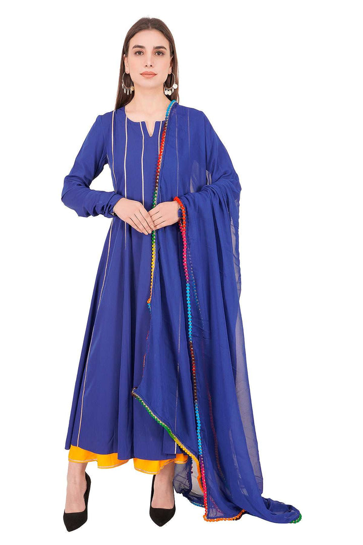 Kashmiri Embroidered Kurta - Ksona | Elegant Hand - Embroidered Cotton Kurta Set with Plazo and Dupatta, Perfect for Festive Occasions | Customized Kashmiri Embroidered Kurta Set