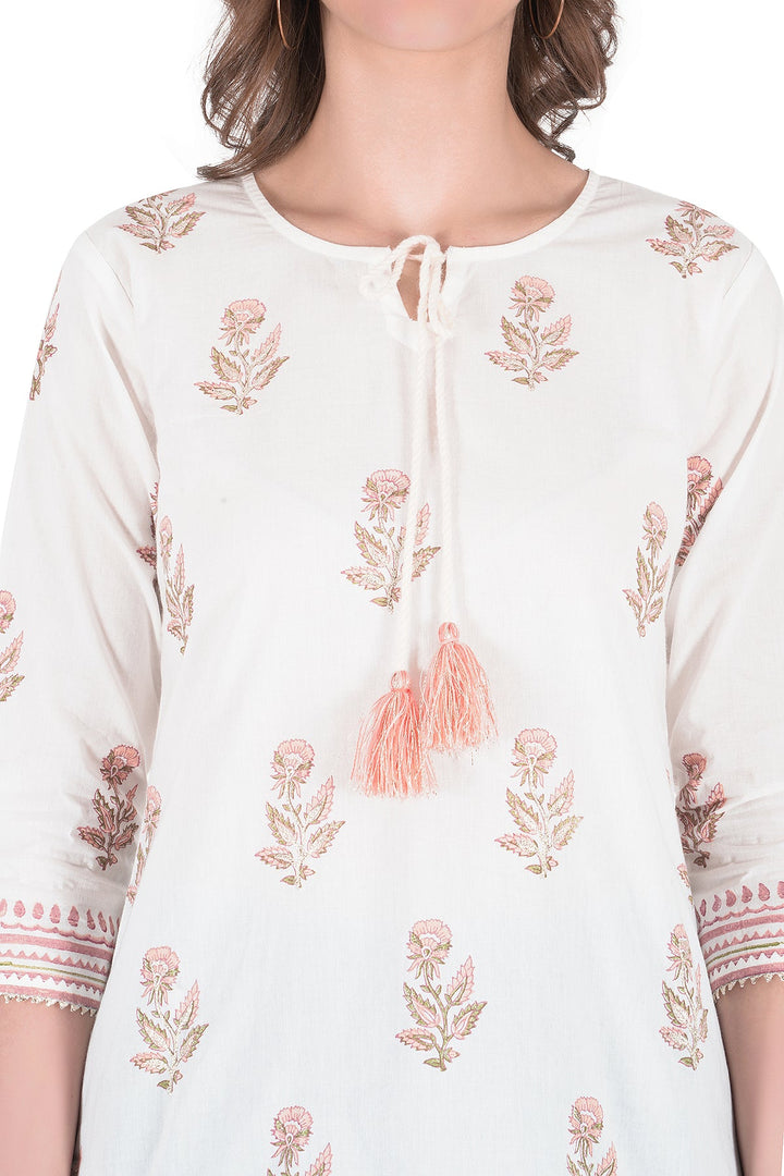 Kashmiri Embroidered Kurta - Ksona | Elegant Hand - Embroidered Cotton Kurta Set with Plazo and Dupatta, Perfect for Festive Occasions | Customized Kashmiri Embroidered Kurta Set