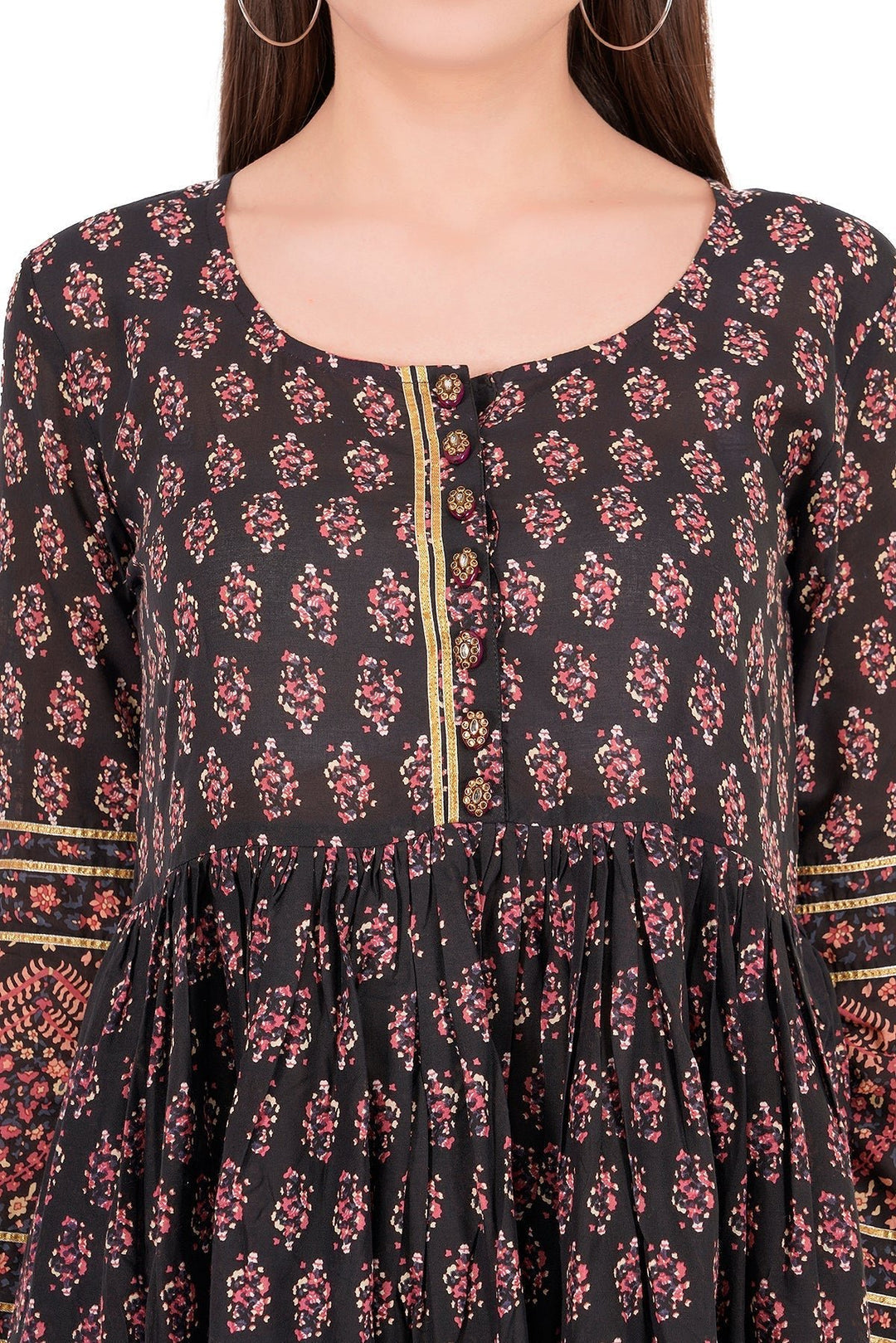 Kashmiri Embroidered Kurta - Ksona | Elegant Hand - Embroidered Cotton Kurta Set with Plazo and Dupatta, Perfect for Festive Occasions | Customized Kashmiri Embroidered Kurta Set