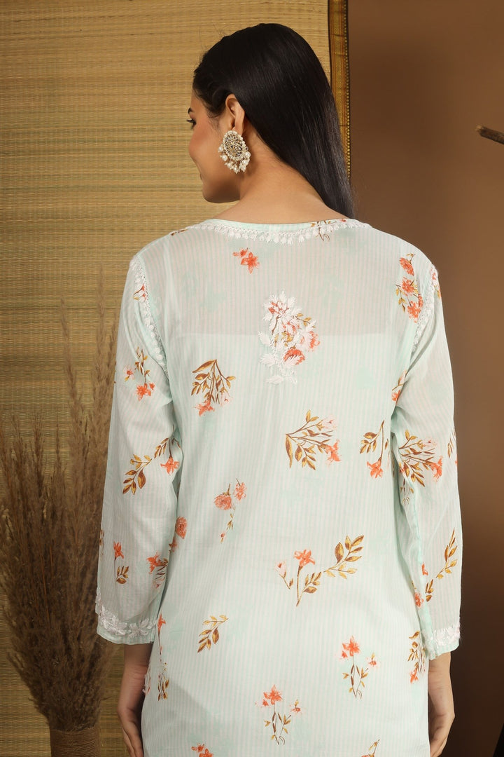 Kashmiri Embroidered Kurta - Ksona | Elegant Hand - Embroidered Cotton Kurta Set with Plazo and Dupatta, Perfect for Festive Occasions | Customized Kashmiri Embroidered Kurta Set