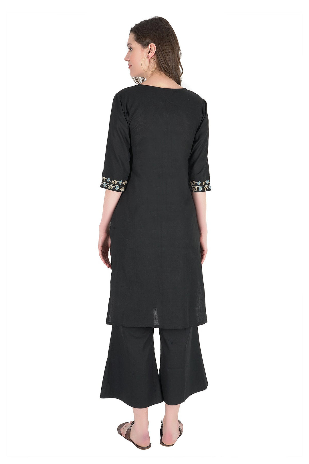 Kashmiri Embroidered Kurta - Ksona | Elegant Hand - Embroidered Cotton Kurta Set with Plazo and Dupatta, Perfect for Festive Occasions | Customized Kashmiri Embroidered Kurta Set