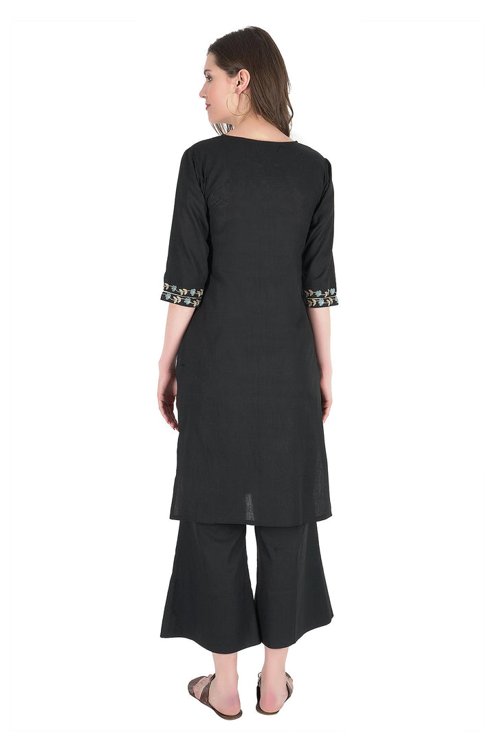 Kashmiri Embroidered Kurta - Ksona | Elegant Hand - Embroidered Cotton Kurta Set with Plazo and Dupatta, Perfect for Festive Occasions | Customized Kashmiri Embroidered Kurta Set