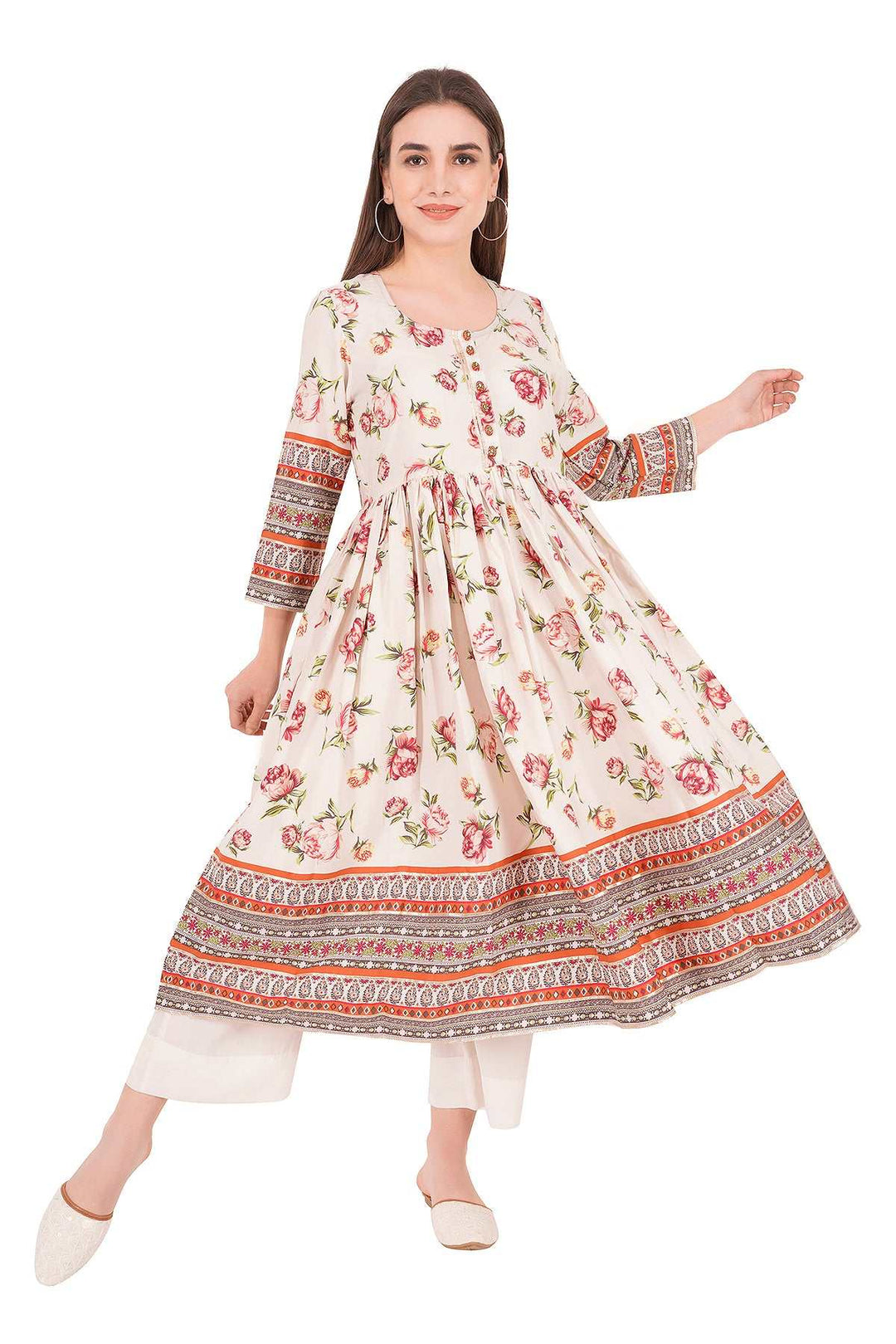 Kashmiri Embroidered Kurta - Ksona | Elegant Hand - Embroidered Cotton Kurta Set with Plazo and Dupatta, Perfect for Festive Occasions | Customized Kashmiri Embroidered Kurta Set