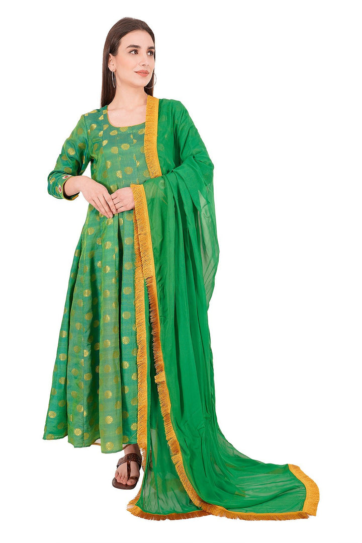 Kashmiri Embroidered Kurta - Ksona | Elegant Hand - Embroidered Cotton Kurta Set with Plazo and Dupatta, Perfect for Festive Occasions | Customized Kashmiri Embroidered Kurta Set