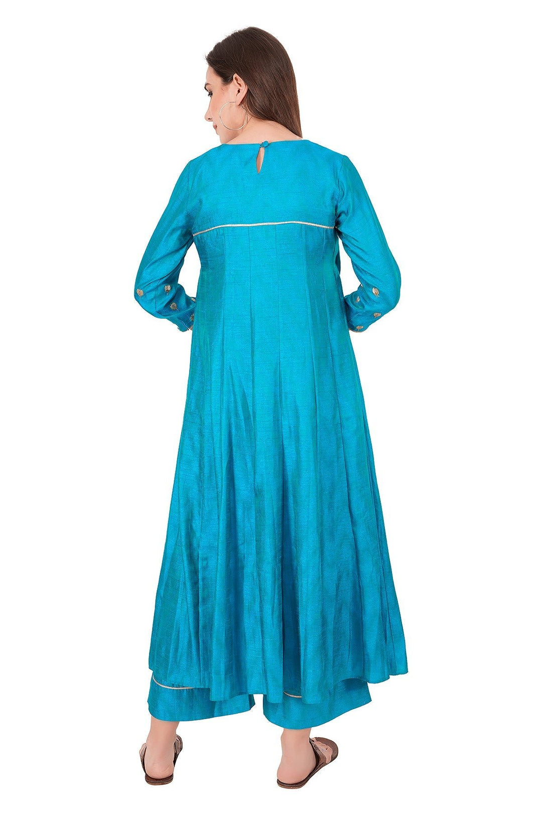 Kashmiri Embroidered Kurta - Ksona | Elegant Hand - Embroidered Cotton Kurta Set with Plazo and Dupatta, Perfect for Festive Occasions | Customized Kashmiri Embroidered Kurta Set