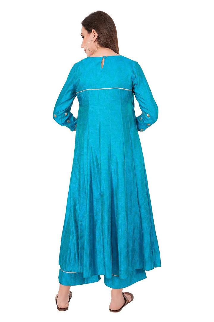 Kashmiri Embroidered Kurta - Ksona | Elegant Hand - Embroidered Cotton Kurta Set with Plazo and Dupatta, Perfect for Festive Occasions | Customized Kashmiri Embroidered Kurta Set