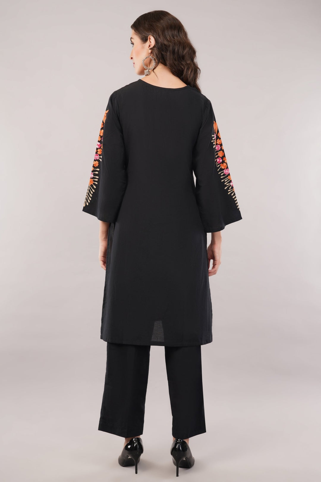 Kashmiri Embroidered Kurta - Ksona | Elegant Hand - Embroidered Cotton Kurta Set with Plazo and Dupatta, Perfect for Festive Occasions | Customized Kashmiri Embroidered Kurta Set