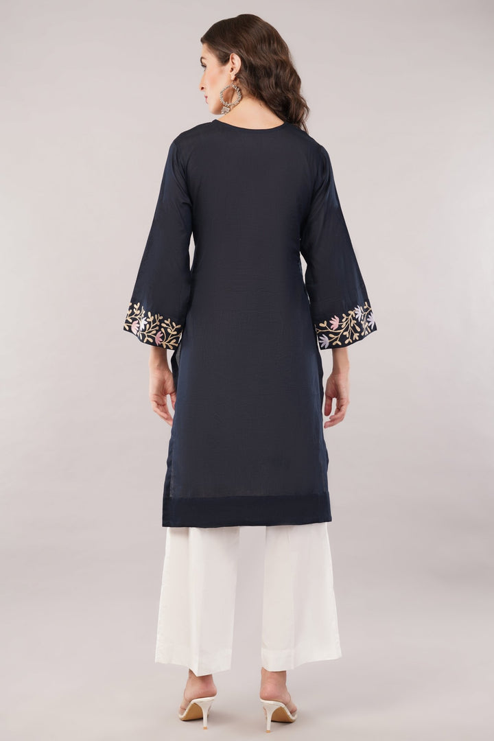 Kashmiri Embroidered Kurta - Ksona | Elegant Hand - Embroidered Cotton Kurta Set with Plazo and Dupatta, Perfect for Festive Occasions | Customized Kashmiri Embroidered Kurta Set