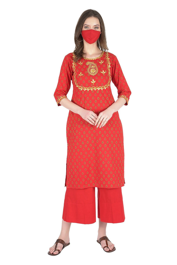 Kashmiri Embroidered Kurta - Ksona | Elegant Hand - Embroidered Cotton Kurta Set with Plazo and Dupatta, Perfect for Festive Occasions | Customized Kashmiri Embroidered Kurta Set