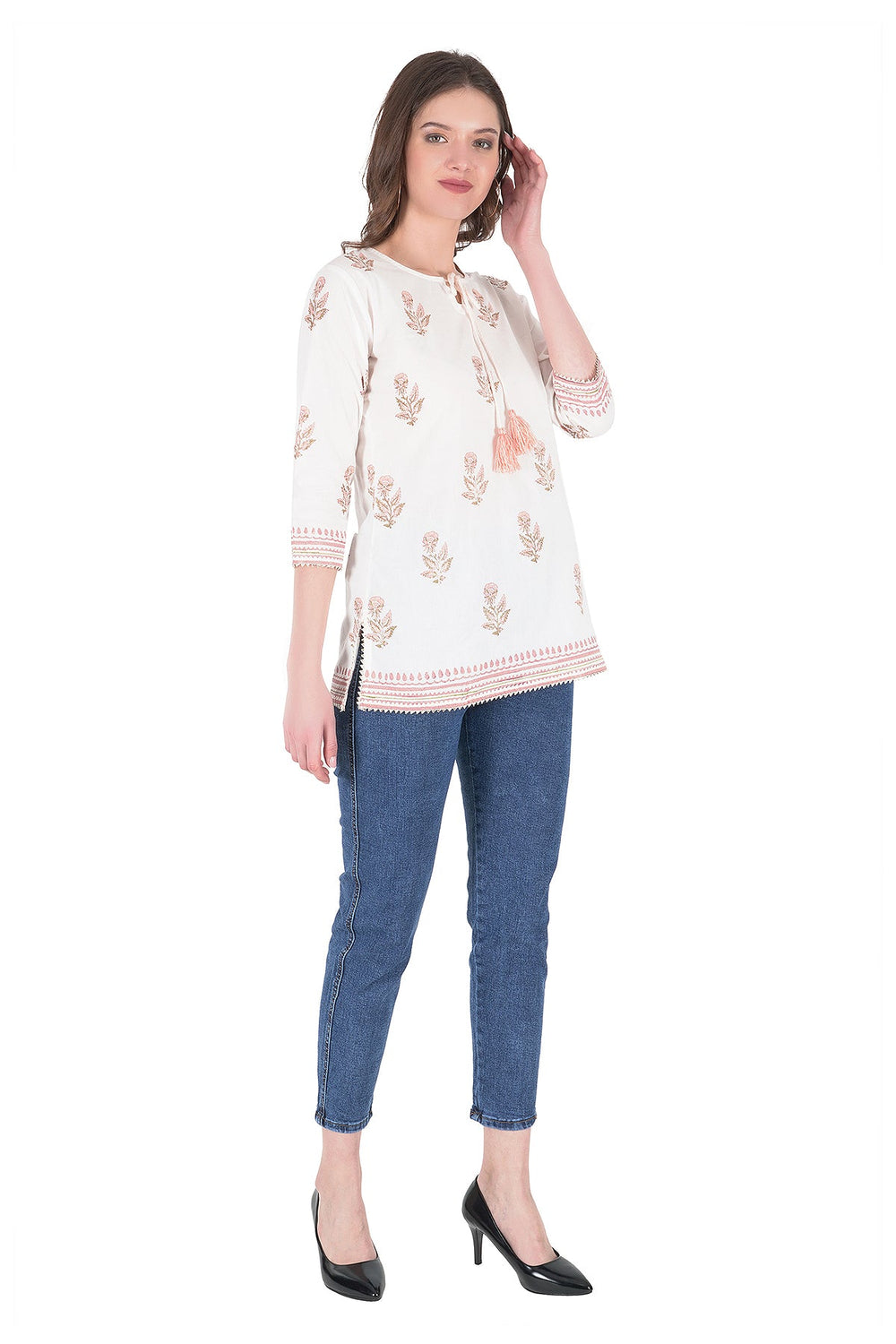 Kashmiri Embroidered Kurta - Ksona | Elegant Hand - Embroidered Cotton Kurta Set with Plazo and Dupatta, Perfect for Festive Occasions | Customized Kashmiri Embroidered Kurta Set