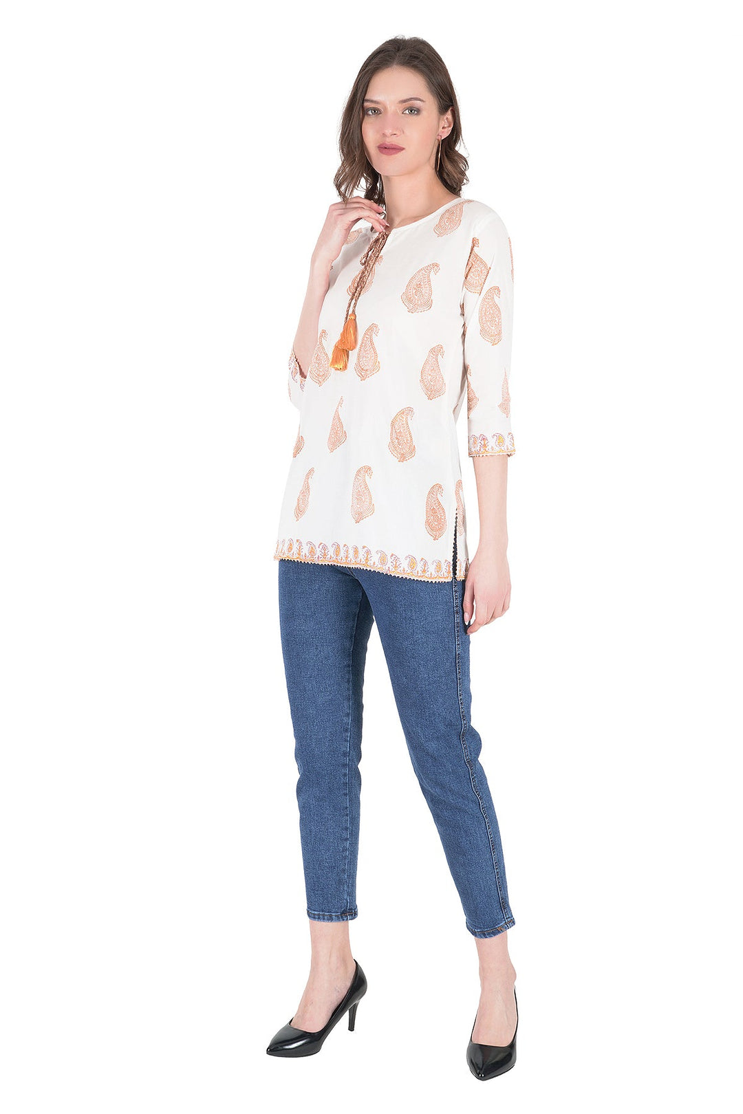 Kashmiri Embroidered Kurta - Ksona | Elegant Hand - Embroidered Cotton Kurta Set with Plazo and Dupatta, Perfect for Festive Occasions | Customized Kashmiri Embroidered Kurta Set