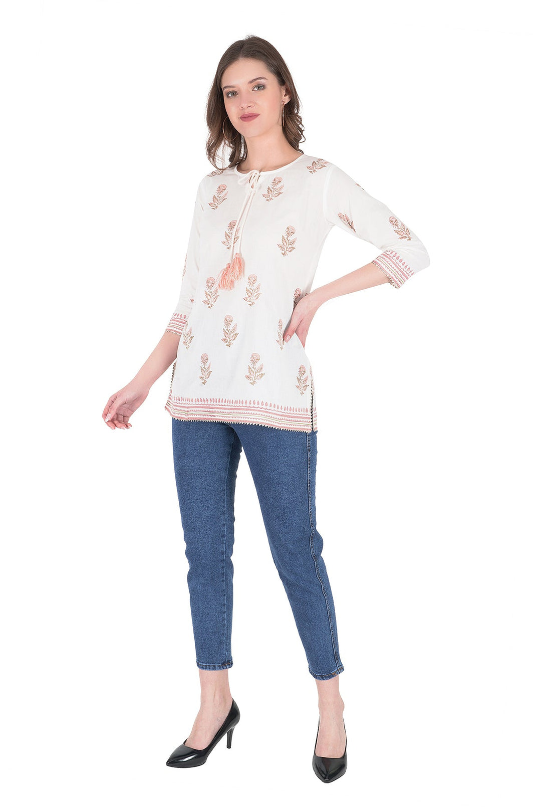 Kashmiri Embroidered Kurta - Ksona | Elegant Hand - Embroidered Cotton Kurta Set with Plazo and Dupatta, Perfect for Festive Occasions | Customized Kashmiri Embroidered Kurta Set