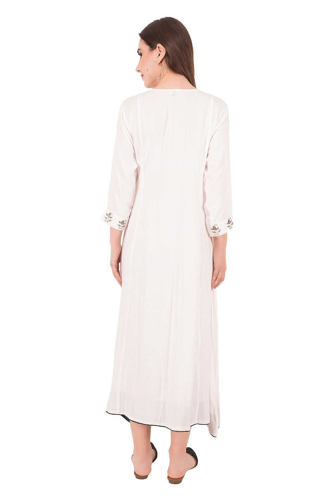 Kashmiri Embroidered Kurta - Ksona | Elegant Hand - Embroidered Cotton Kurta Set with Plazo and Dupatta, Perfect for Festive Occasions | Customized Kashmiri Embroidered Kurta Set