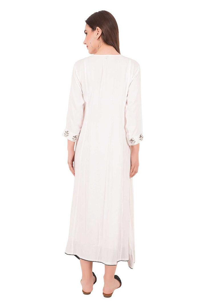 Kashmiri Embroidered Kurta - Ksona | Elegant Hand - Embroidered Cotton Kurta Set with Plazo and Dupatta, Perfect for Festive Occasions | Customized Kashmiri Embroidered Kurta Set