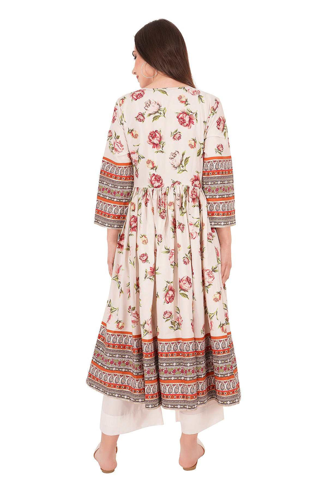 Kashmiri Embroidered Kurta - Ksona | Elegant Hand - Embroidered Cotton Kurta Set with Plazo and Dupatta, Perfect for Festive Occasions | Customized Kashmiri Embroidered Kurta Set