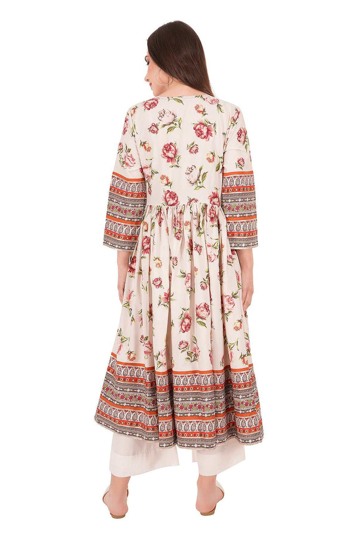 Kashmiri Embroidered Kurta - Ksona | Elegant Hand - Embroidered Cotton Kurta Set with Plazo and Dupatta, Perfect for Festive Occasions | Customized Kashmiri Embroidered Kurta Set