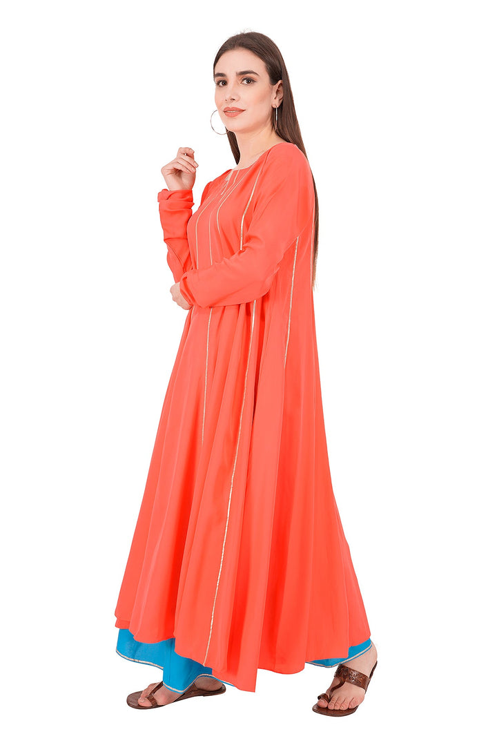 Kashmiri Embroidered Kurta - Ksona | Elegant Hand - Embroidered Cotton Kurta Set with Plazo and Dupatta, Perfect for Festive Occasions | Customized Kashmiri Embroidered Kurta Set