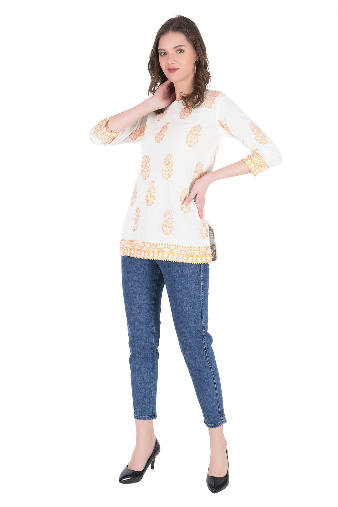 Kashmiri Embroidered Kurta - Ksona | Elegant Hand - Embroidered Cotton Kurta Set with Plazo and Dupatta, Perfect for Festive Occasions | Customized Kashmiri Embroidered Kurta Set