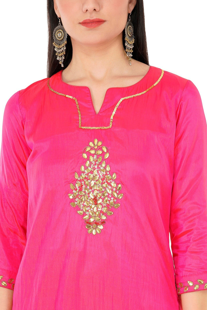 Kashmiri Embroidered Kurta - Ksona | Elegant Hand - Embroidered Cotton Kurta Set with Plazo and Dupatta, Perfect for Festive Occasions | Customized Kashmiri Embroidered Kurta Set