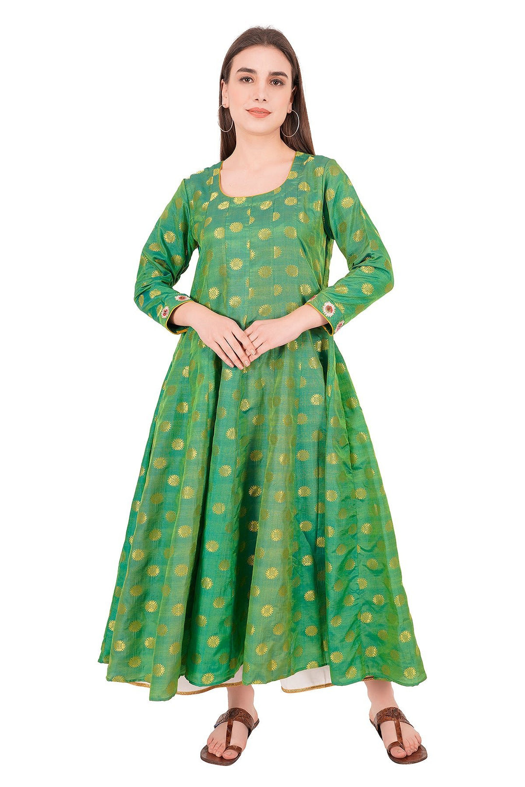 Kashmiri Embroidered Kurta - Ksona | Elegant Hand - Embroidered Cotton Kurta Set with Plazo and Dupatta, Perfect for Festive Occasions | Customized Kashmiri Embroidered Kurta Set