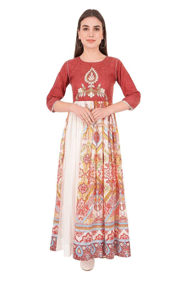 Kashmiri Embroidered Kurta - Ksona | Elegant Hand - Embroidered Cotton Kurta Set with Plazo and Dupatta, Perfect for Festive Occasions | Customized Kashmiri Embroidered Kurta Set