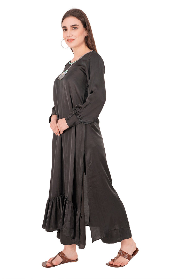 Kashmiri Embroidered Kurta - Ksona | Elegant Hand - Embroidered Cotton Kurta Set with Plazo and Dupatta, Perfect for Festive Occasions | Customized Kashmiri Embroidered Kurta Set