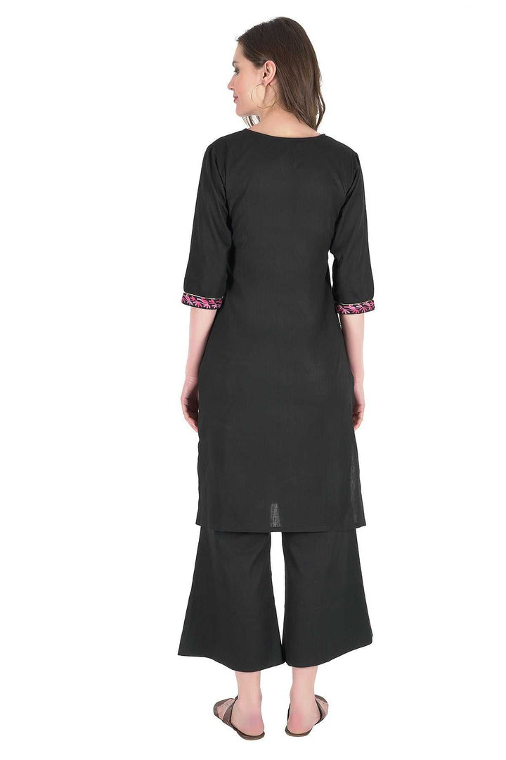 Kashmiri Embroidered Kurta - Ksona | Elegant Hand - Embroidered Cotton Kurta Set with Plazo and Dupatta, Perfect for Festive Occasions | Customized Kashmiri Embroidered Kurta Set