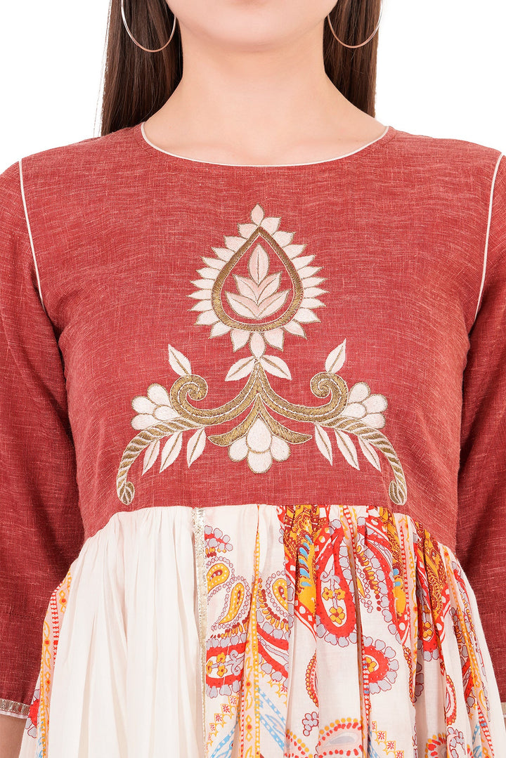 Kashmiri Embroidered Kurta - Ksona | Elegant Hand - Embroidered Cotton Kurta Set with Plazo and Dupatta, Perfect for Festive Occasions | Customized Kashmiri Embroidered Kurta Set