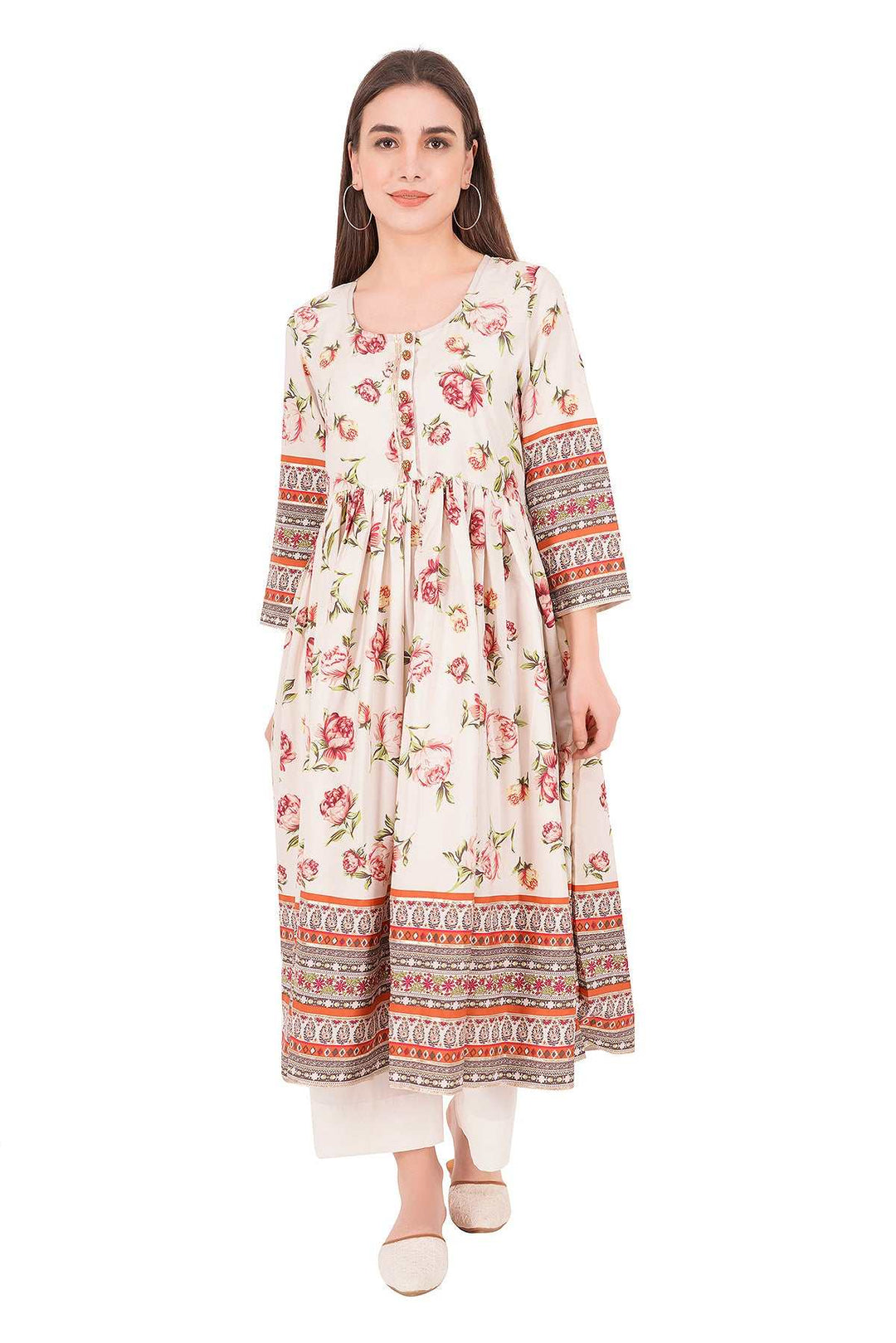 Kashmiri Embroidered Kurta - Ksona | Elegant Hand - Embroidered Cotton Kurta Set with Plazo and Dupatta, Perfect for Festive Occasions | Customized Kashmiri Embroidered Kurta Set