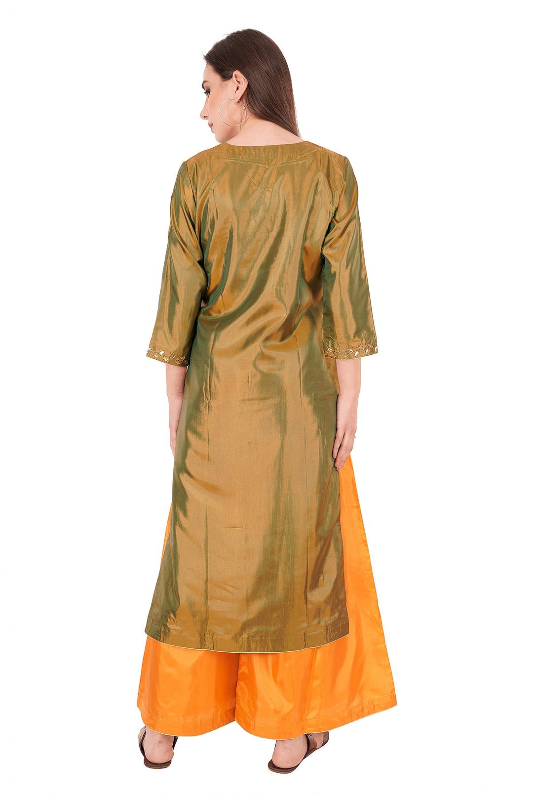 Kashmiri Embroidered Kurta - Ksona | Elegant Hand - Embroidered Cotton Kurta Set with Plazo and Dupatta, Perfect for Festive Occasions | Customized Kashmiri Embroidered Kurta Set