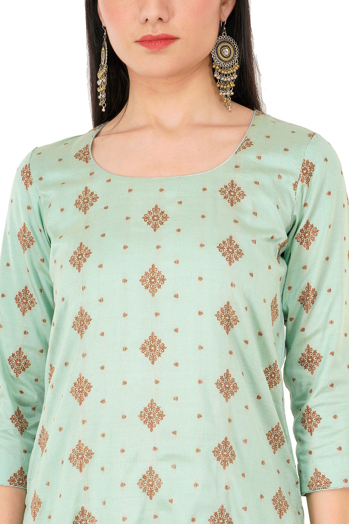 Kashmiri Embroidered Kurta - Ksona | Elegant Hand - Embroidered Cotton Kurta Set with Plazo and Dupatta, Perfect for Festive Occasions | Customized Kashmiri Embroidered Kurta Set