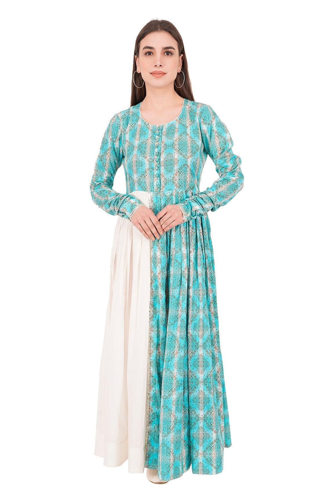 Kashmiri Embroidered Kurta - Ksona | Elegant Hand - Embroidered Cotton Kurta Set with Plazo and Dupatta, Perfect for Festive Occasions | Customized Kashmiri Embroidered Kurta Set