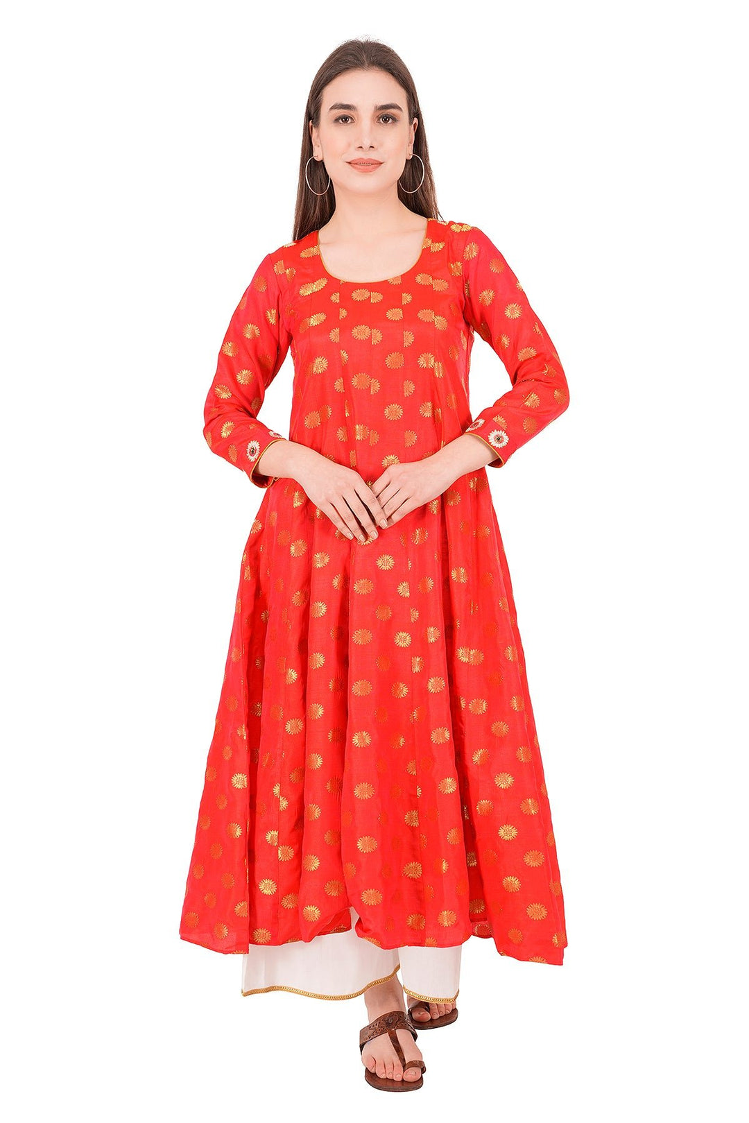 Kashmiri Embroidered Kurta - Ksona | Elegant Hand - Embroidered Cotton Kurta Set with Plazo and Dupatta, Perfect for Festive Occasions | Customized Kashmiri Embroidered Kurta Set